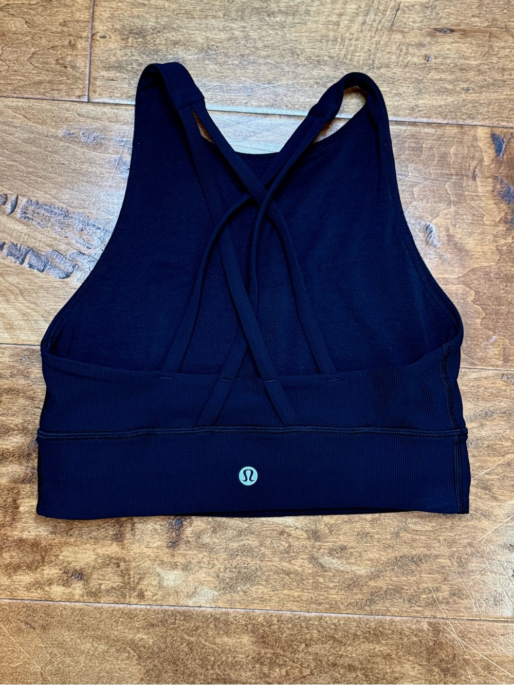 Lululemon Ribbed Longline Yoga Bra Crisscross Back Black Est Size 4